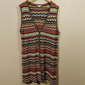C EST 1946 Open Knit Long Sweater Vest Boho Artsy Cottagecore Plus Size 22/ 24